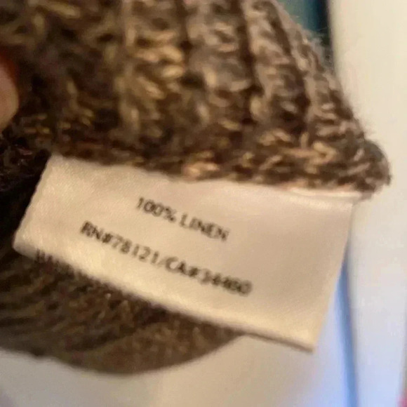 Eileen Fisher 100% linen brown knit high low short sleeve top size small - Picture 5 of 8